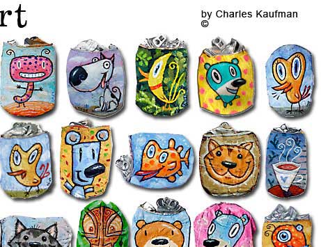 crushed can, art, recycle, colorful,soda,beer,kaufman,charles